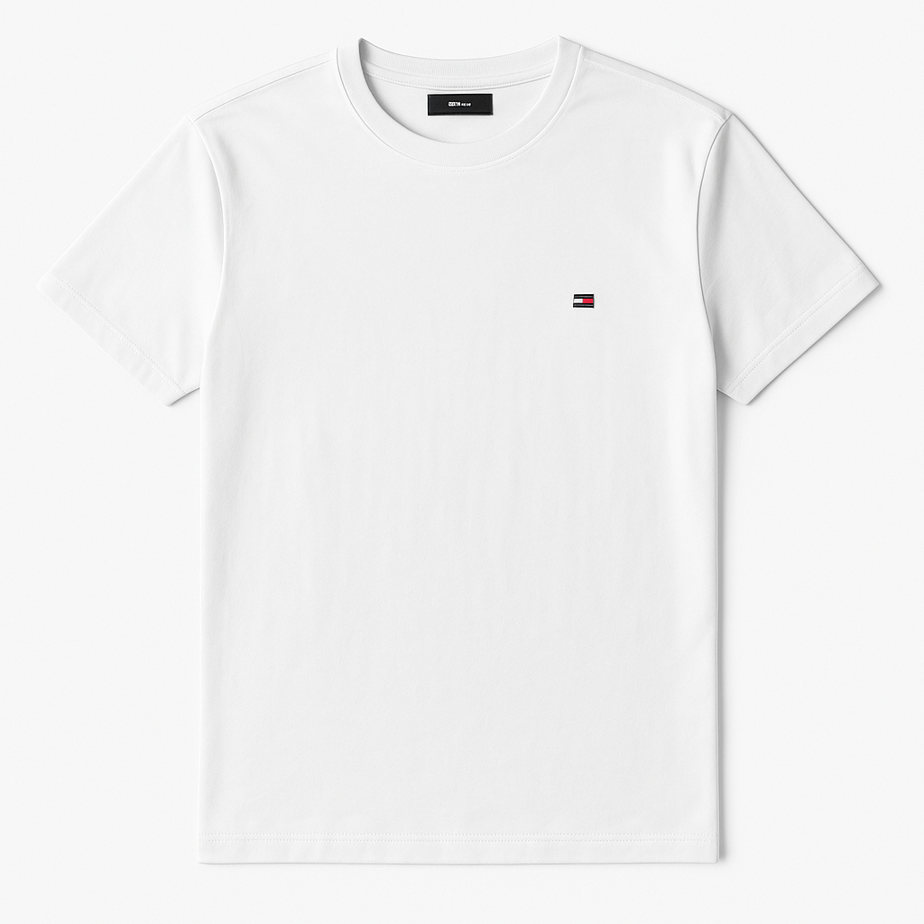Tricouri La Moda TRICOU Tricou Alb Bărbătesc Plus Size – Logo Discret, Casual Premium, XXL-5XL