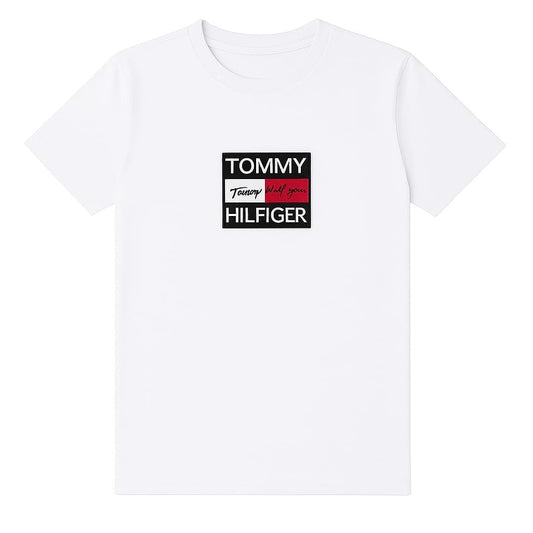 Tricouri La Moda TRICOU Tricou Alb Tmmy Hilfigr –  Broderie Logo Central Boxed