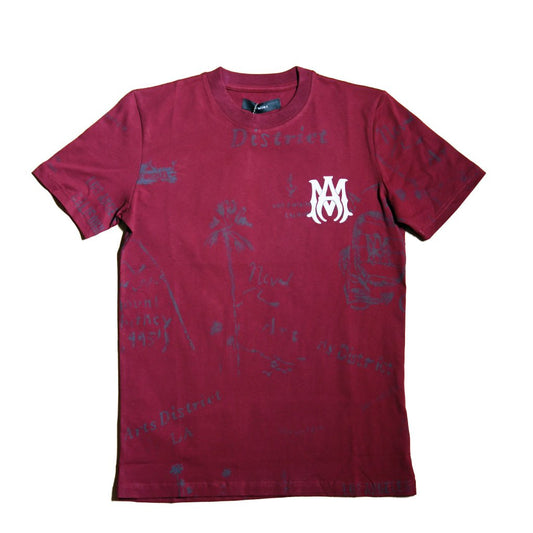 Tricouri La Moda TRICOU Tricou AMIRI Bordeaux cu Print Artistic