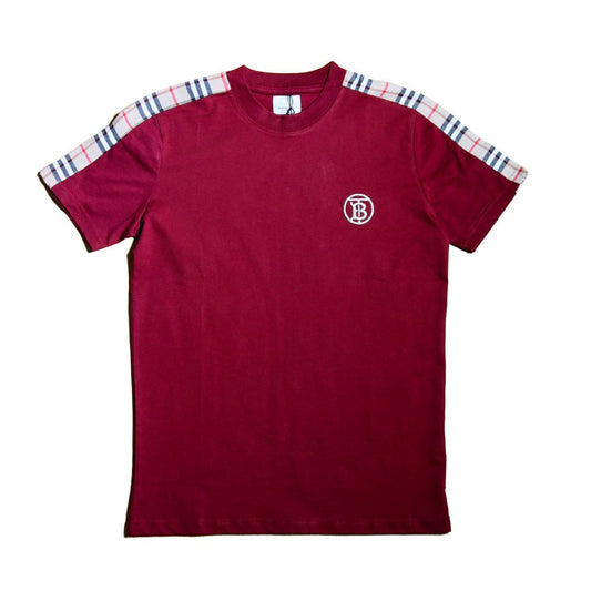 Tricouri La Moda TRICOU Tricou BURBERRY Bordeaux cu Detalii Check pe Umeri
