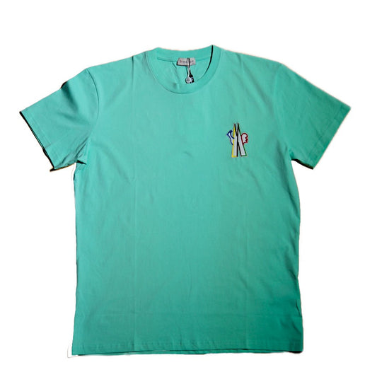 Tricouri La Moda TRICOU Tricou MONCLER Mint – Broderie Colorată pe Piept
